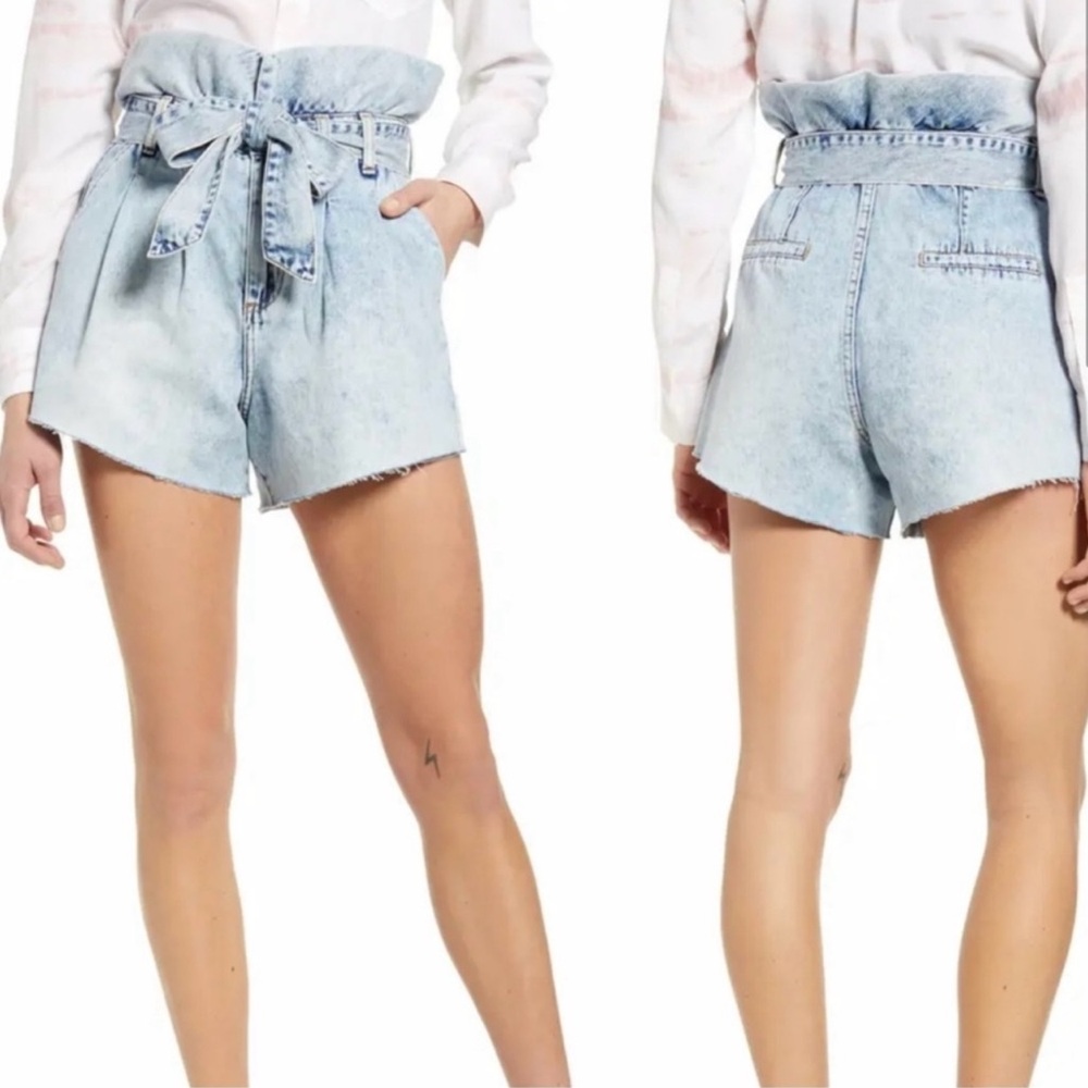 High waisted paper bag shorts